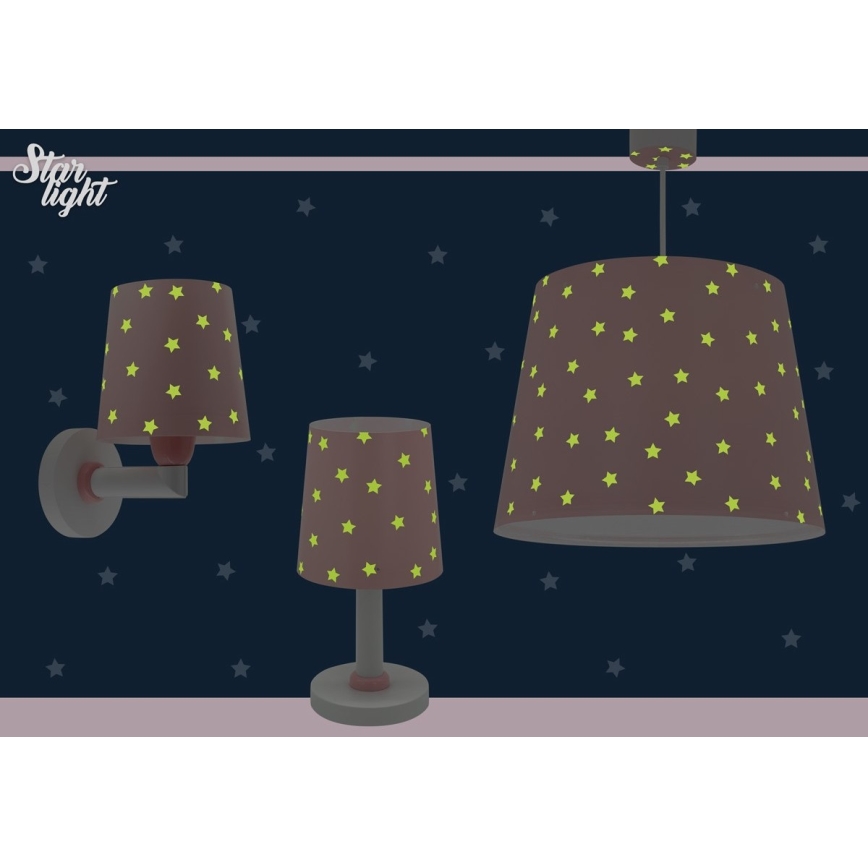 Dalber 82212S - Otroški lestenec STAR LIGHT 1xE27/60W/230V roza