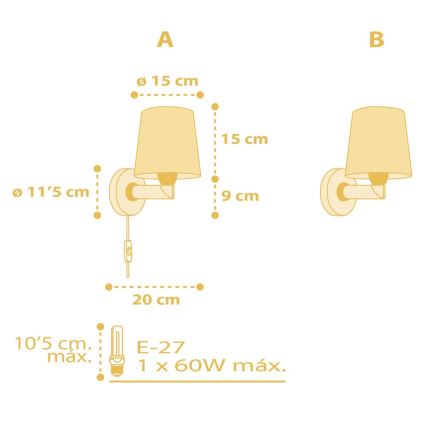 Dalber 82219A - Otroška stenska svetilka STAR LIGHT 1xE27/60W/230V rumena