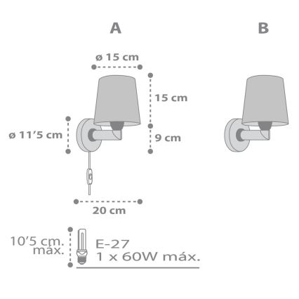 Dalber 82219B - Otroška stenska svetilka STAR LIGHT 1xE27/60W/230V bela