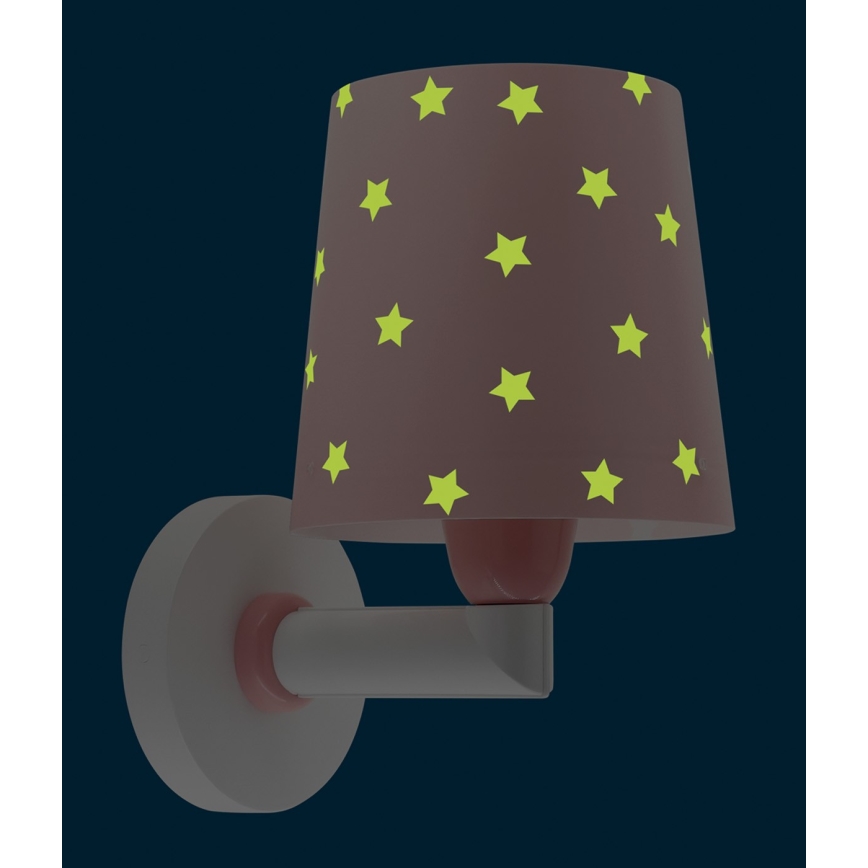 Dalber 82219S - Otroška stenska svetilka STAR LIGHT 1xE27/60W/230V roza