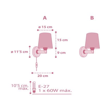 Dalber 82469 - Otroška stenska svetilka FLAMINGO 1xE27/15W/230V