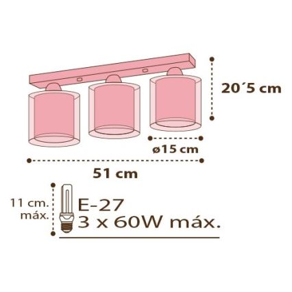 Dalber D-60293 - Otroška stropna svetilka PTICE 3xE27/60W/230V