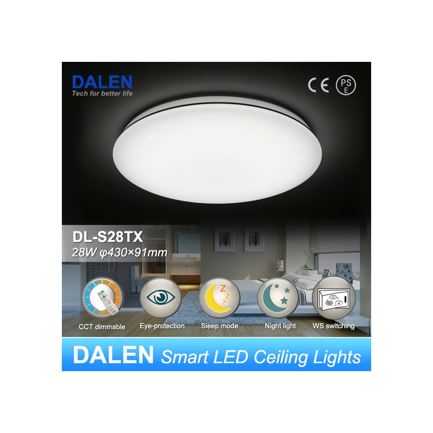 Dalen DL-S28TX - LED zatemnitvena stropna svetilka STAR SKY LED/28W/230V
