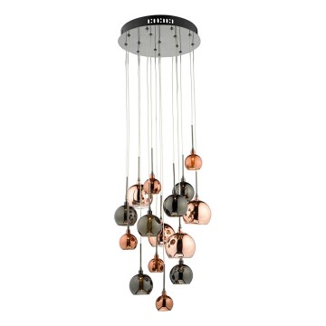 Där Lighting AUR1564 - Lestenec na lanku AURELIA 15xG4/10W/230V črna/bakrena