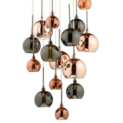 Där Lighting AUR1564 - Lestenec na lanku AURELIA 15xG4/10W/230V črna/bakrena