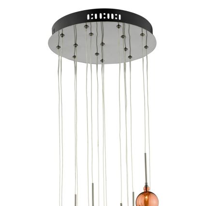Där Lighting AUR1564 - Lestenec na lanku AURELIA 15xG4/10W/230V črna/bakrena