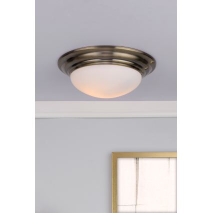 Där Lighting BAR5075 - Kopalniška stropna svetilka BARCLAY 1x E27/60W/230V, premer 38 cm, medenina