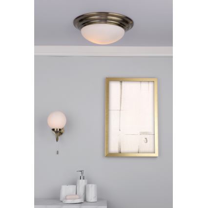 Där Lighting BAR5275 - Stropna svetilka za kopalnico BARCLAY 1xE27/60W/230V, premer 31 cm, medena