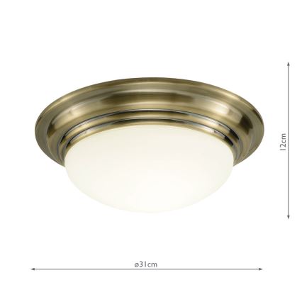 Där Lighting BAR5275 - Stropna svetilka za kopalnico BARCLAY 1xE27/60W/230V, premer 31 cm, medena