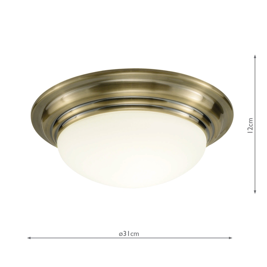 Där Lighting BAR5275 - Stropna svetilka za kopalnico BARCLAY 1xE27/60W/230V, premer 31 cm, medena