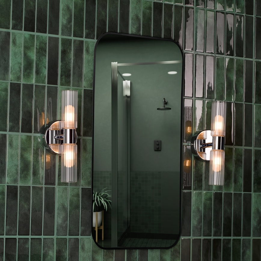 Där Lighting BOL0950 - Kopalniška stenska svetilka BOLTON 2xG9/5W/230V IP44 sijajni krom