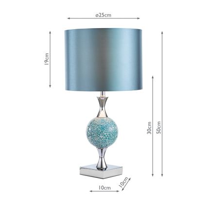 Där Lighting ELS4223 - Namizna svetilka ELSA 1xE27/40W/230V modra/sijajni krom