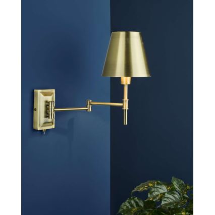 Där Lighting KEN0775 - Prilagodljiva stenska svetilka KENSINGTON 1xE14/25W/230V medenina
