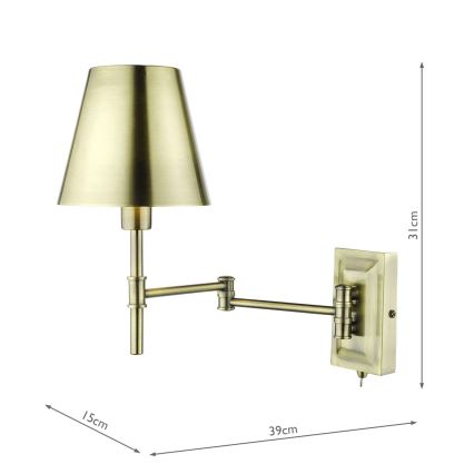 Där Lighting KEN0775 - Prilagodljiva stenska svetilka KENSINGTON 1xE14/25W/230V medenina