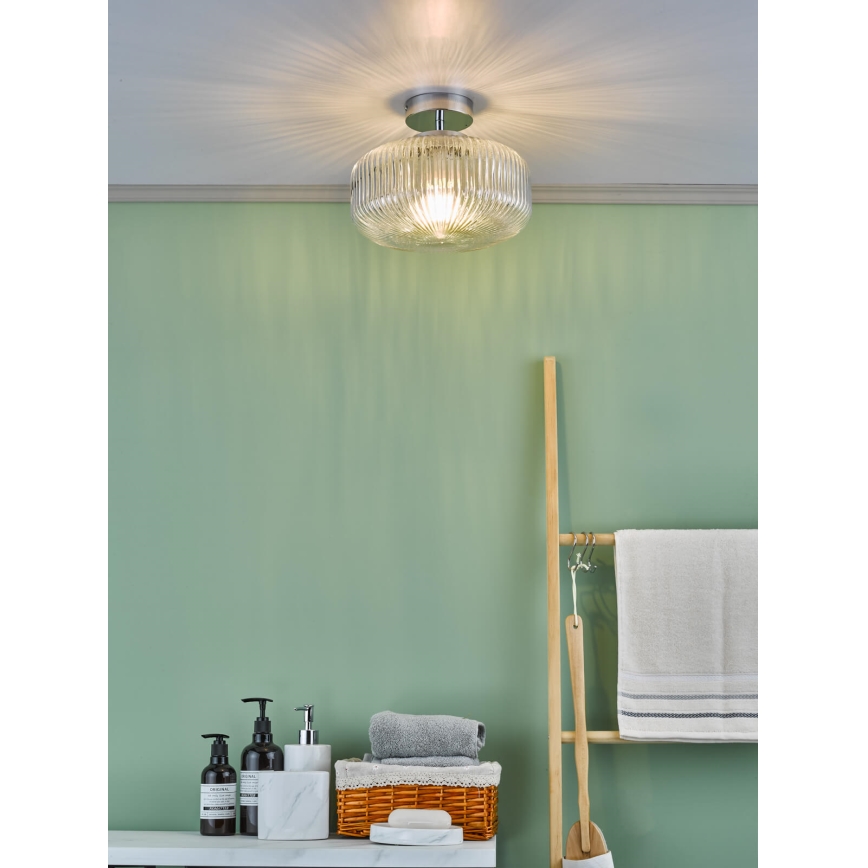 Där Lighting RIV5208 - Kopalniška pritrjena stropna svetilka RIVA 1xE27/60W/230V IP44 sijajni krom