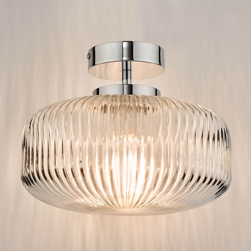 Där Lighting RIV5208 - Kopalniška pritrjena stropna svetilka RIVA 1xE27/60W/230V IP44 sijajni krom