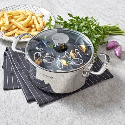 De Buyer 3427.28 - Lonec s pokrovom MILADY 28 cm iz nerjavečega jekla