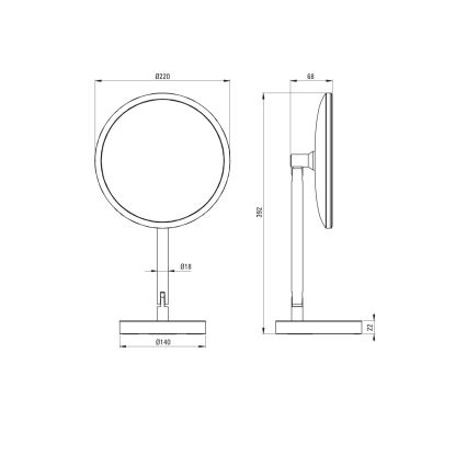 Deante ADI_Z812 - LED kopalniško polnilno kozmetično ogledalo SILIA LED/5V 5000 mAh 2700-6500K IP44