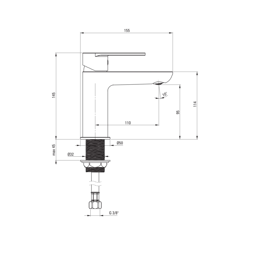 Deante BGA_020M - mešalna baterija za umivalnik ALPINIA, sijajni krom