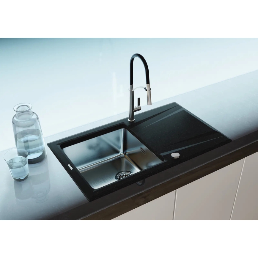 Deante BGB_B720 - Kuhinjska armatura z gibljivim izlivom GERBERA črna/krom