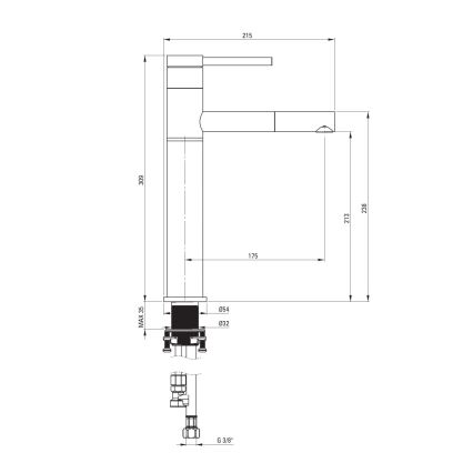 Deante BGE_D22K - Umivalniška baterija z izvlečno prho ORA 30,9 cm titan