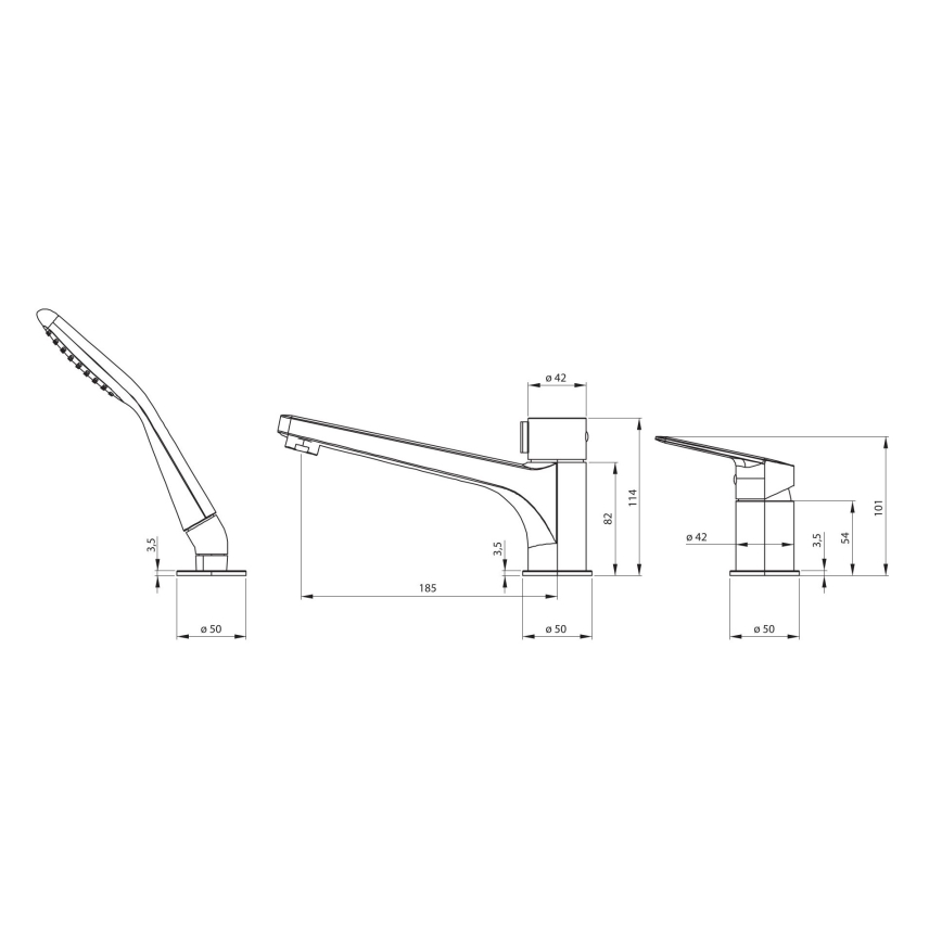 Deante BGJ_N13M - Komplet za kad z baterijo JASMIN, črn
