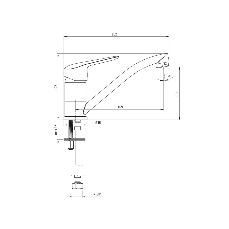 Deante BMO_026M - Umivalniška baterija BORO 12,7 cm sijajni krom