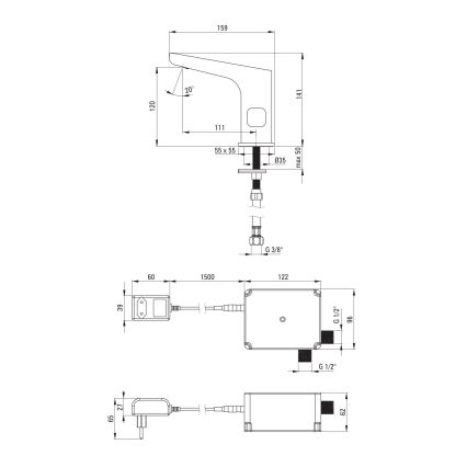 Deante BQH_N29V - Brezkontaktna pipa za umivalnik z regulacijo temperature HIACYNT 230/6V črna
