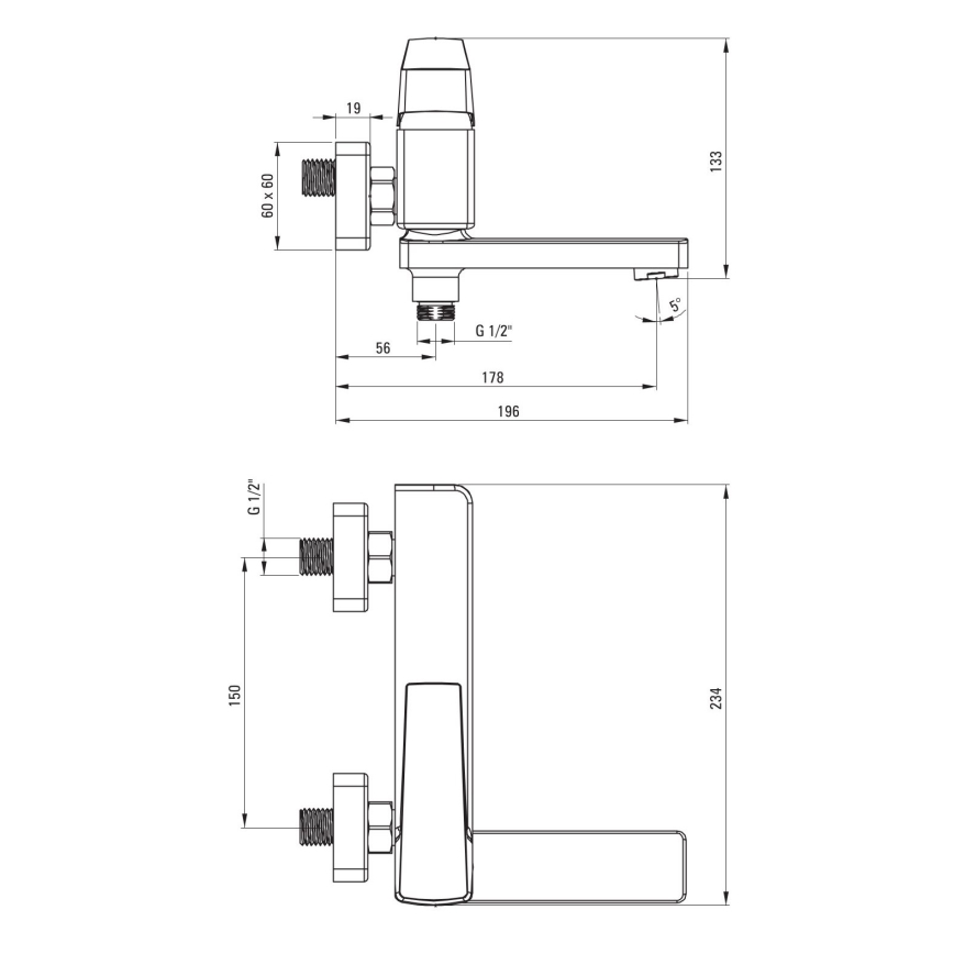 Deante BQL_012M - Kadna baterija BLUR z zložljivim izlivom, visokosijajni krom
