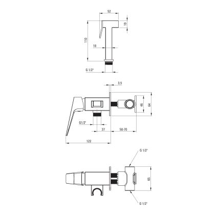 Deante BQL_034M - Armatura za bide z ročno prho za podometno vgradnjo BLUR, sijajni krom