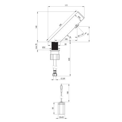 Deante BQR_P28R - Touchless pipa za umivalnik SENSE 4xAA polirano jeklo