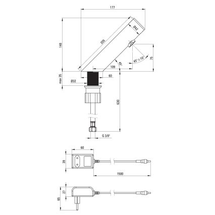 Deante BQR_P28V - Touchless pipa za umivalnik SENSE 230/6V polirano jeklo