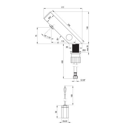 Deante BQR_P29R - Touchless pipa za umivalnik z temperature regulation SENSE 4xAA polirano jeklo
