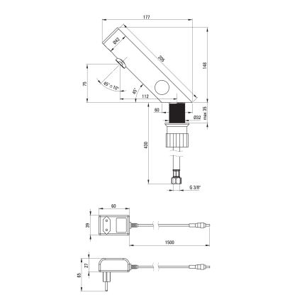 Deante BQR_P29V - Touchless pipa za umivalnik z temperature regulation SENSE 230/6V polirano jeklo