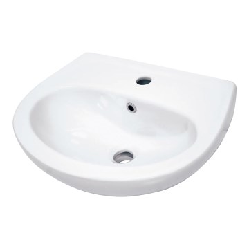 Deante CDJ_6U4W - Stenski umivalnik JASMIN z izvrtino za pipo, 45,7x36,4 cm, keramika/bela