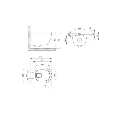 Deante CGRD6ZPW - Viseča WC školjka s sedežem SoftClose ROUND, keramika/bela