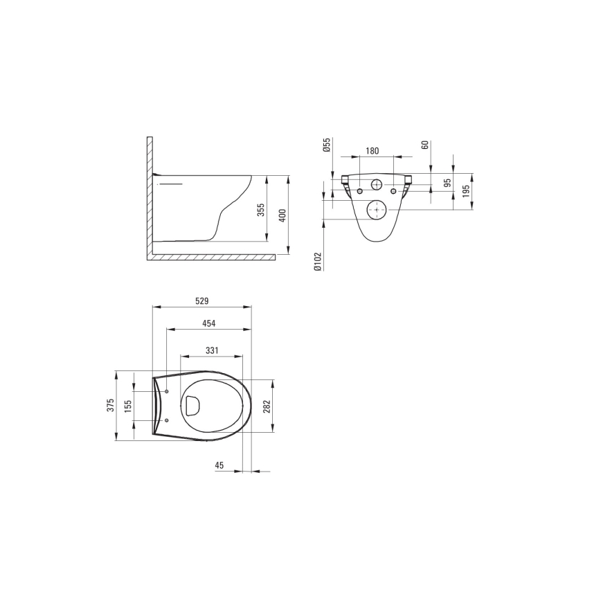 Deante CMOD6SPW - Viseče stranišče z WC-sedežem SoftClose BORO keramika/bela