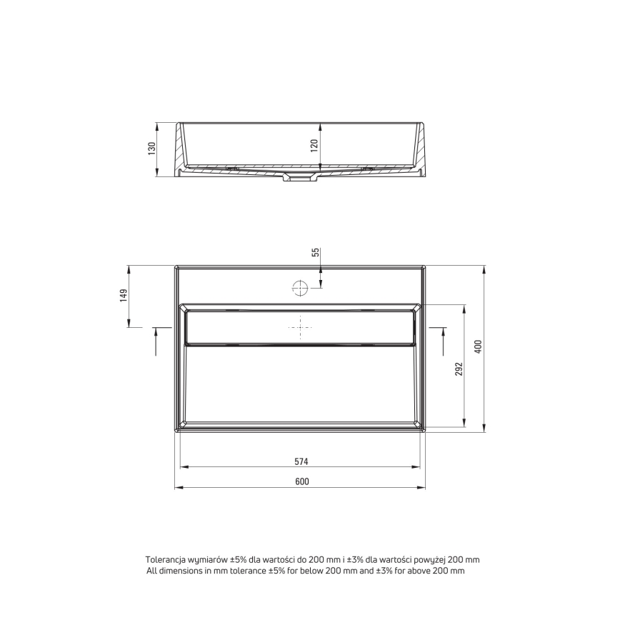 Deante CQR_SU6M - Namizni umivalnik CORREO 40x60cm granit/kovinska siva