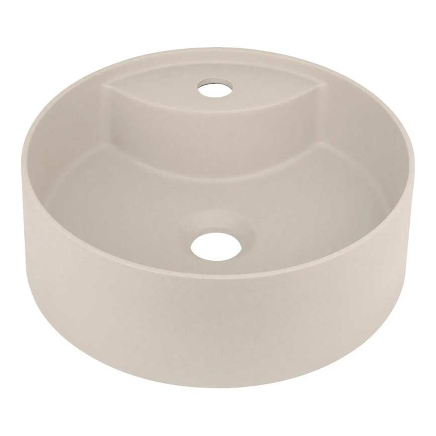 Deante CQS_5U4B - Namizni umivalnik s tap hole SILIA pr. 36 cm granit/bež