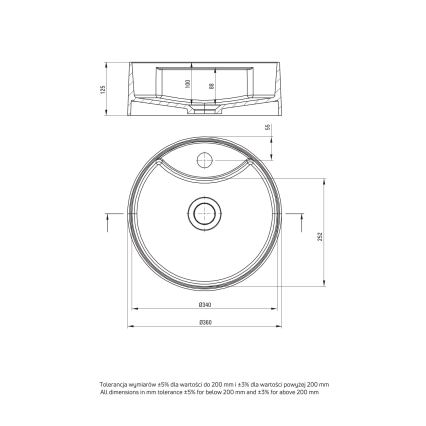 Deante CQS_5U4B - Vgradni umivalnik s prebojem za pipo SILIA premera 36 cm granit/bež