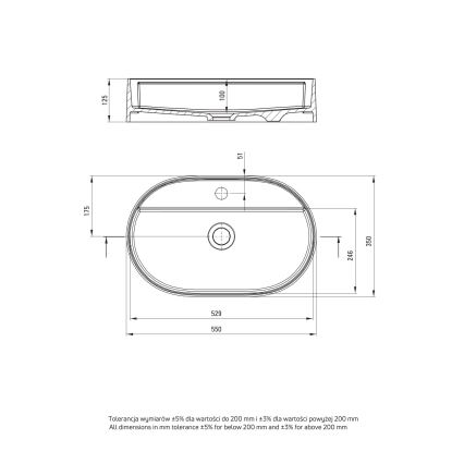 Deante CQS_5U6B - Vgradni umivalnik s prebojem za pipo SILIA 35x55 cm granit/bež