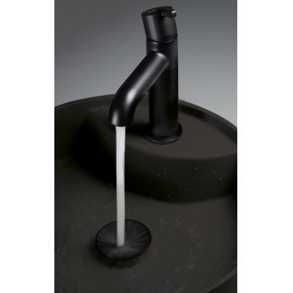 Deante CQS_NU4B - Umivalnik za pult s luknjo za pipo SILIA, premer 36 cm, granit/črna