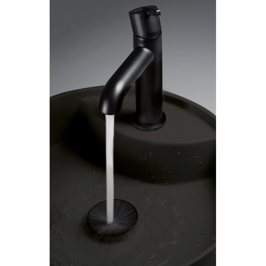 Deante CQS_NU4B - Umivalnik za pult s luknjo za pipo SILIA, premer 36 cm, granit/črna