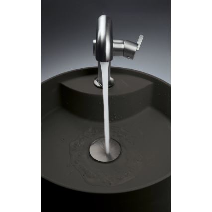 Deante CQS_NU4B - Umivalnik za pult s luknjo za pipo SILIA, premer 36 cm, granit/črna