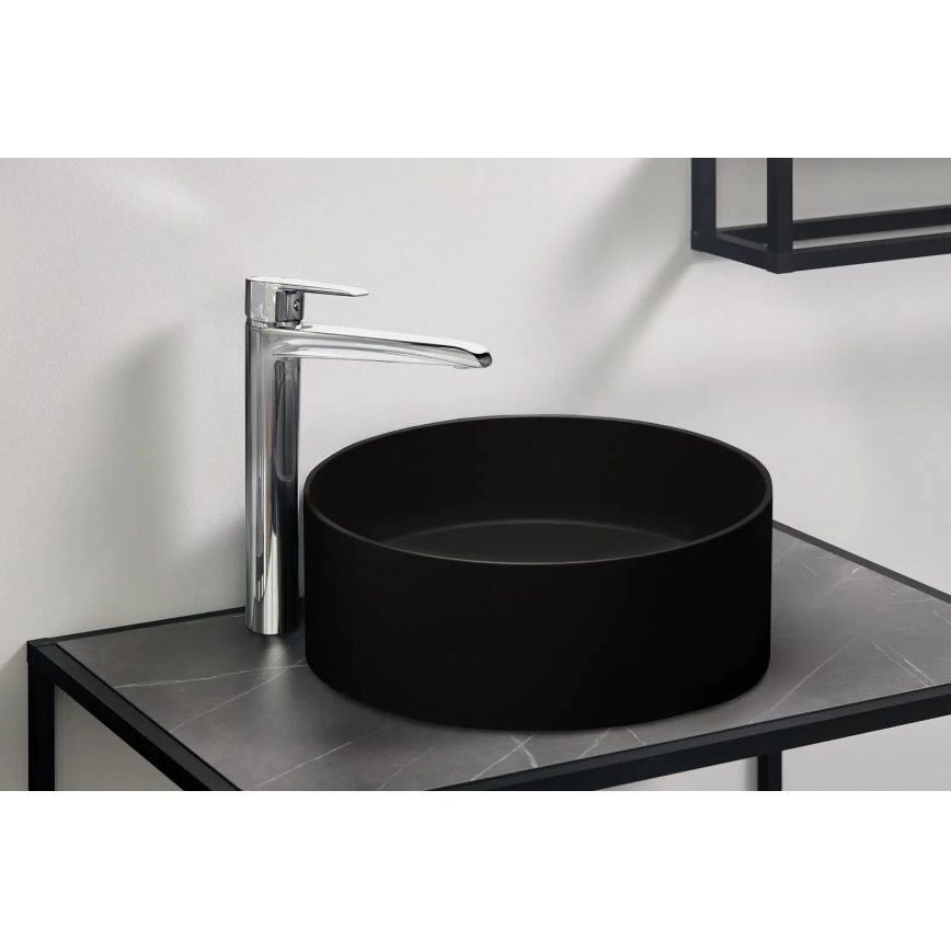 Deante CQS_NU4S - Pultni umivalnik SILIA Ø 36 cm granit/črna