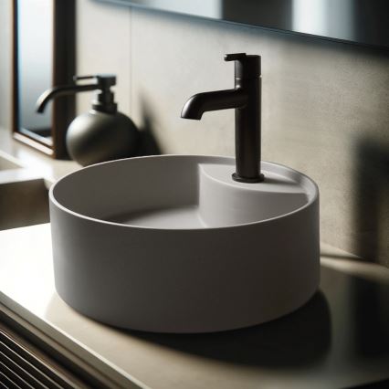 Deante CQS_SU4B - Umivalnik za pult z odprtino za pipo SILIA Ø 36 cm, granit/metalno siva