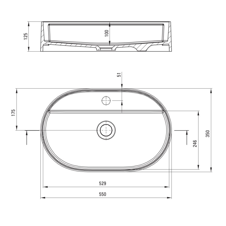 Deante CQS_SU6B - Umivalnik na pult z izvrtino za pipo SILIA 35x55cm granit/metalno siva