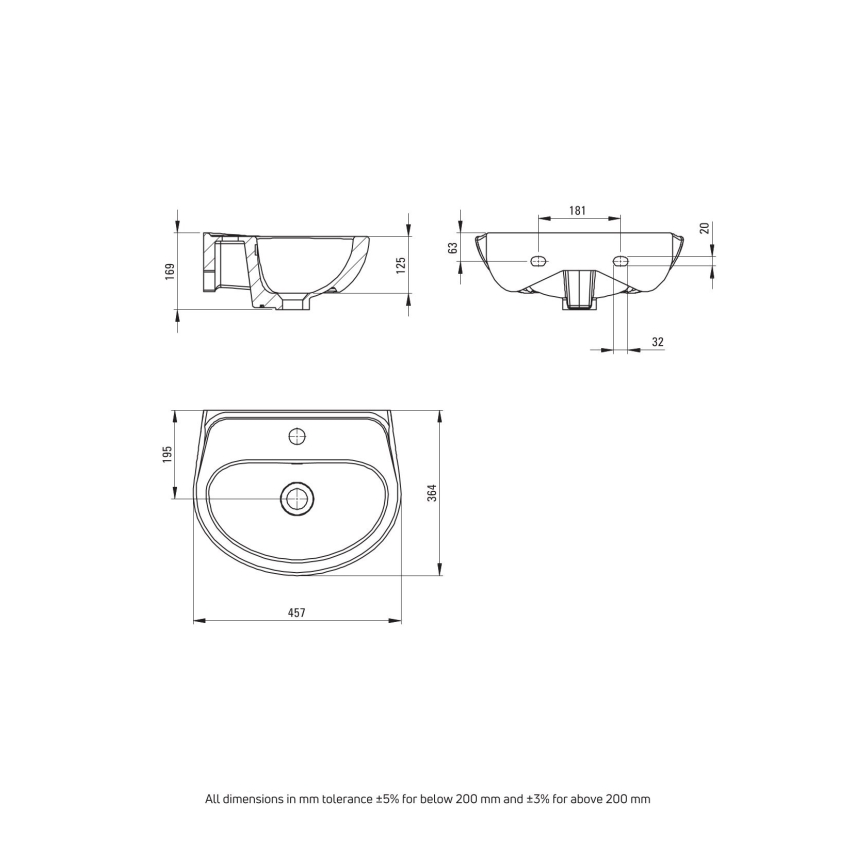 Deante - Viseči umivalnik JASMIN 45,7x36,4 + pipa za umivalnik LEMON