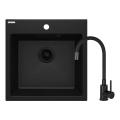 Deante ZQJNN103 - Kuhinjsko korito EVORA 50x50 cm + sink tap z gibljivo roko granit/črna
