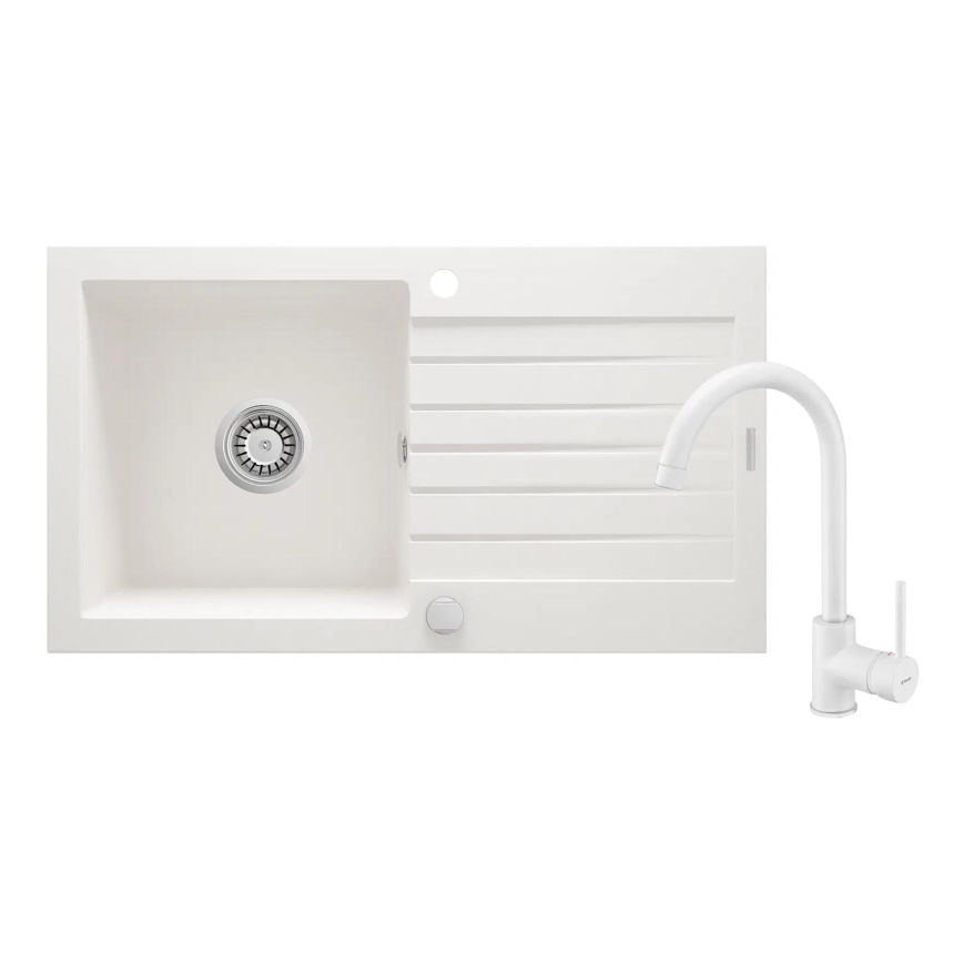 Deante ZQZVA113 - Kuhinjsko korito ZORBA 76x44 cm + sink tap granit/alabaster